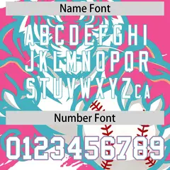 Pink White Sky Blue Full-Snap Tiger Graffiti Baseball Jersey 7