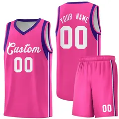 Pink White Sleeve Color Blocking Classic Basketball Jersey 1