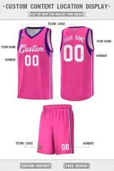 Pink White Sleeve Color Blocking Classic Basketball Jersey 2