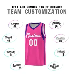 Pink White Sleeve Color Blocking Classic Basketball Jersey 4