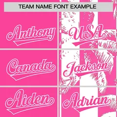 Pink White Split Coconut Tree Baseball Jersey 3