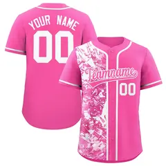 Pink White Split Graffiti Raglan Sleeve Baseball Jersey 1