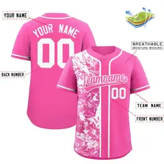 Pink White Split Graffiti Raglan Sleeve Baseball Jersey 2
