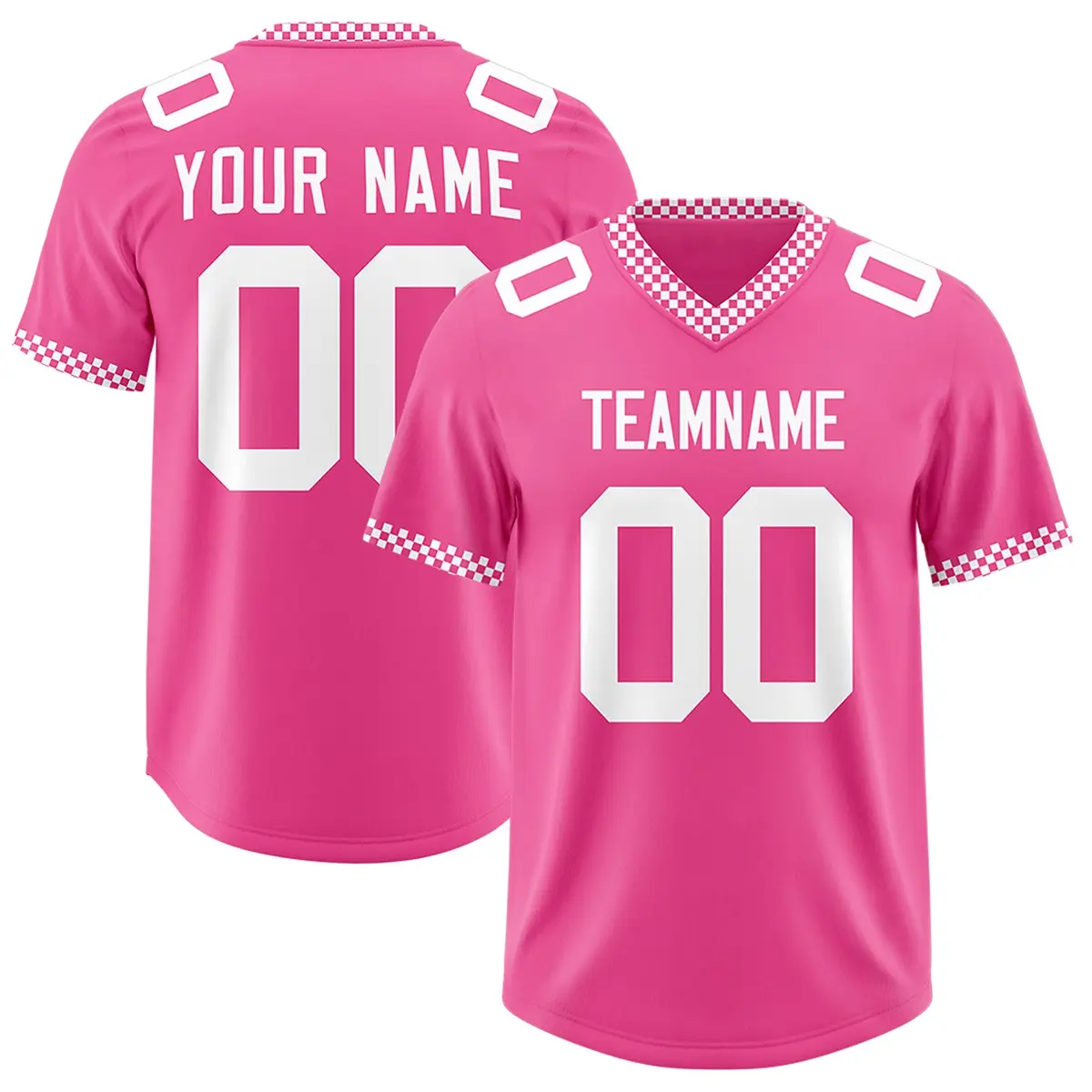 Pink White Square Neckline Classic Authentic Football Jersey