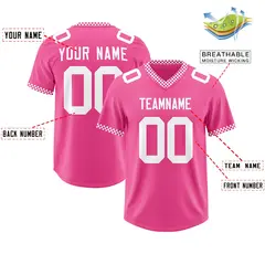 Pink White Square Neckline Classic Authentic Football Jersey 2