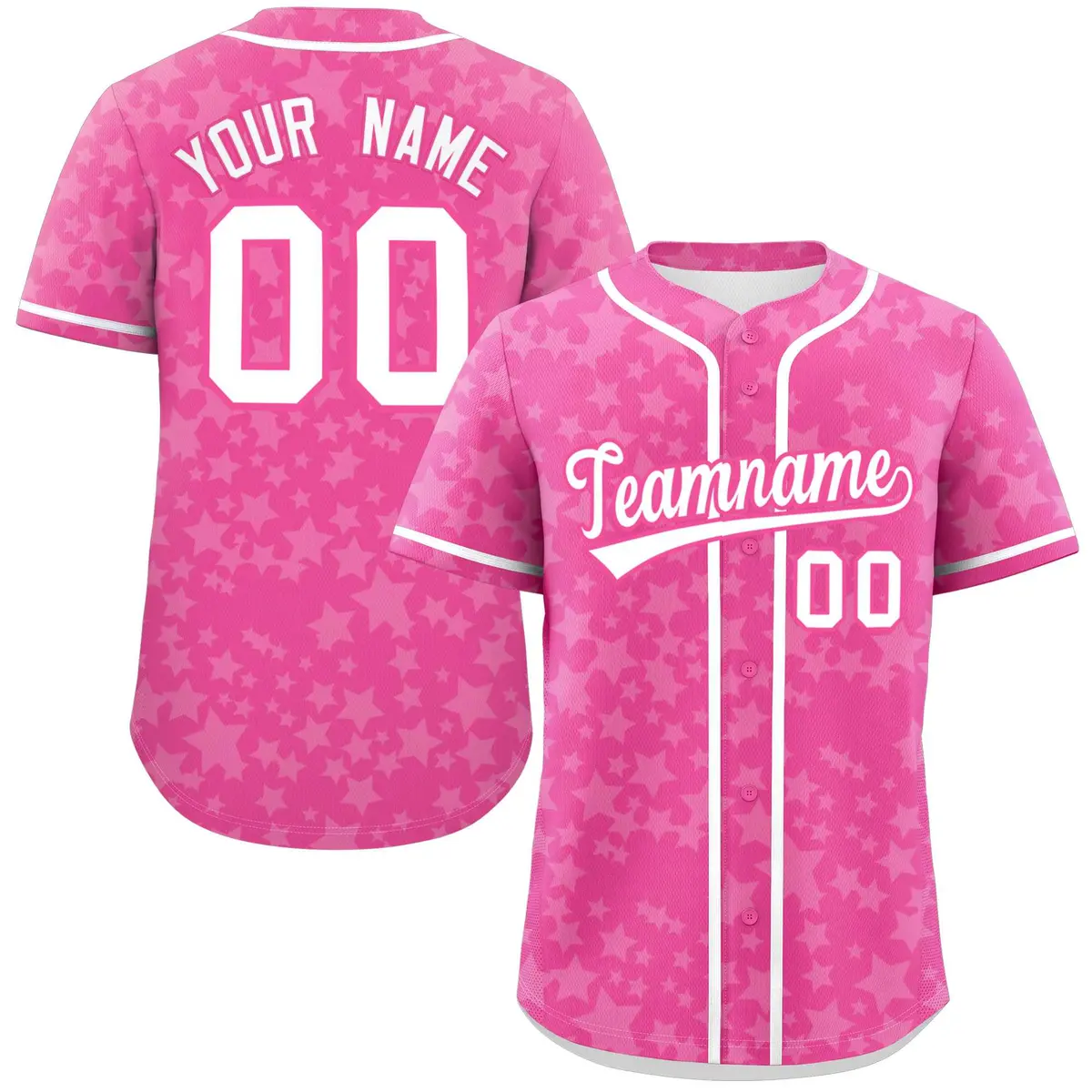 Pink White Star Graffiti Authentic Baseball Jersey