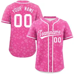 Pink White Star Graffiti Authentic Baseball Jersey