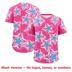 Pink White Star Graffiti Baseball Jersey 8
