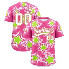 Pink White Star Graffiti Baseball Jersey 1