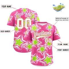 Pink White Star Graffiti Baseball Jersey 2