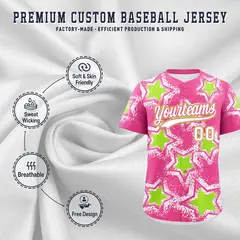 Pink White Star Graffiti Baseball Jersey 3