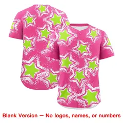 Pink White Star Graffiti Baseball Jersey 9