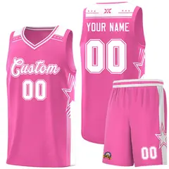Pink White Star Graffiti Basketball Jersey 1