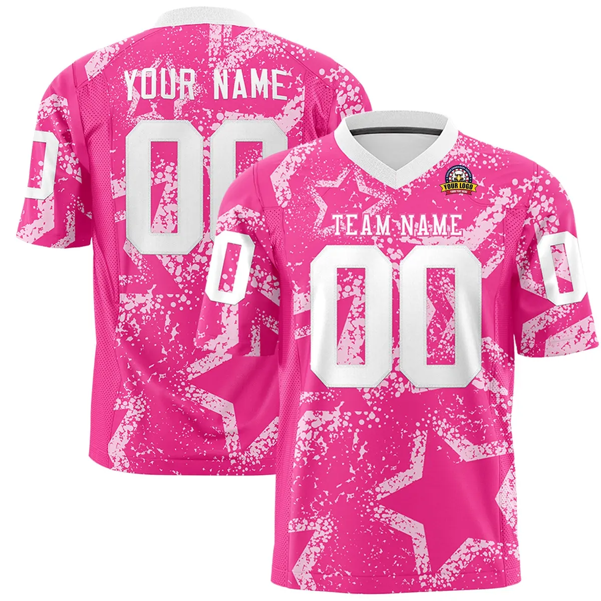 Pink White Star Graffiti Pattern Authentic Football Jersey