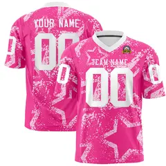 Pink White Star Graffiti Pattern Authentic Football Jersey