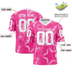 Pink White Star Graffiti Pattern Authentic Football Jersey 2