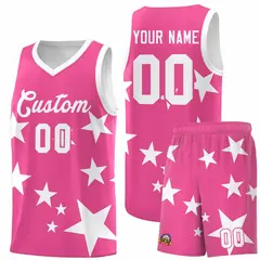 Pink White Star Graffiti Pattern Basketball Jersey Set