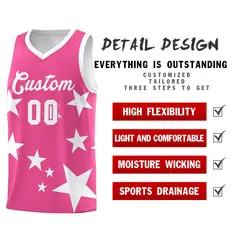 Pink White Star Graffiti Pattern Basketball Jersey Set 2