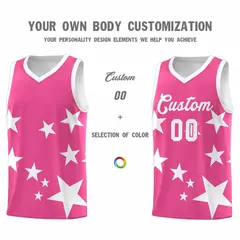 Pink White Star Graffiti Pattern Basketball Jersey Set 3