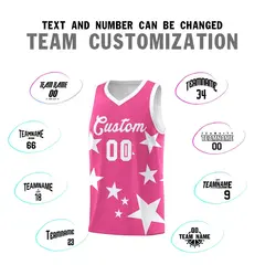 Pink White Star Graffiti Pattern Basketball Jersey Set 4