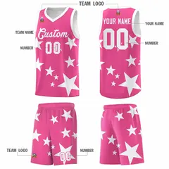 Pink White Star Graffiti Pattern Basketball Jersey Set 5