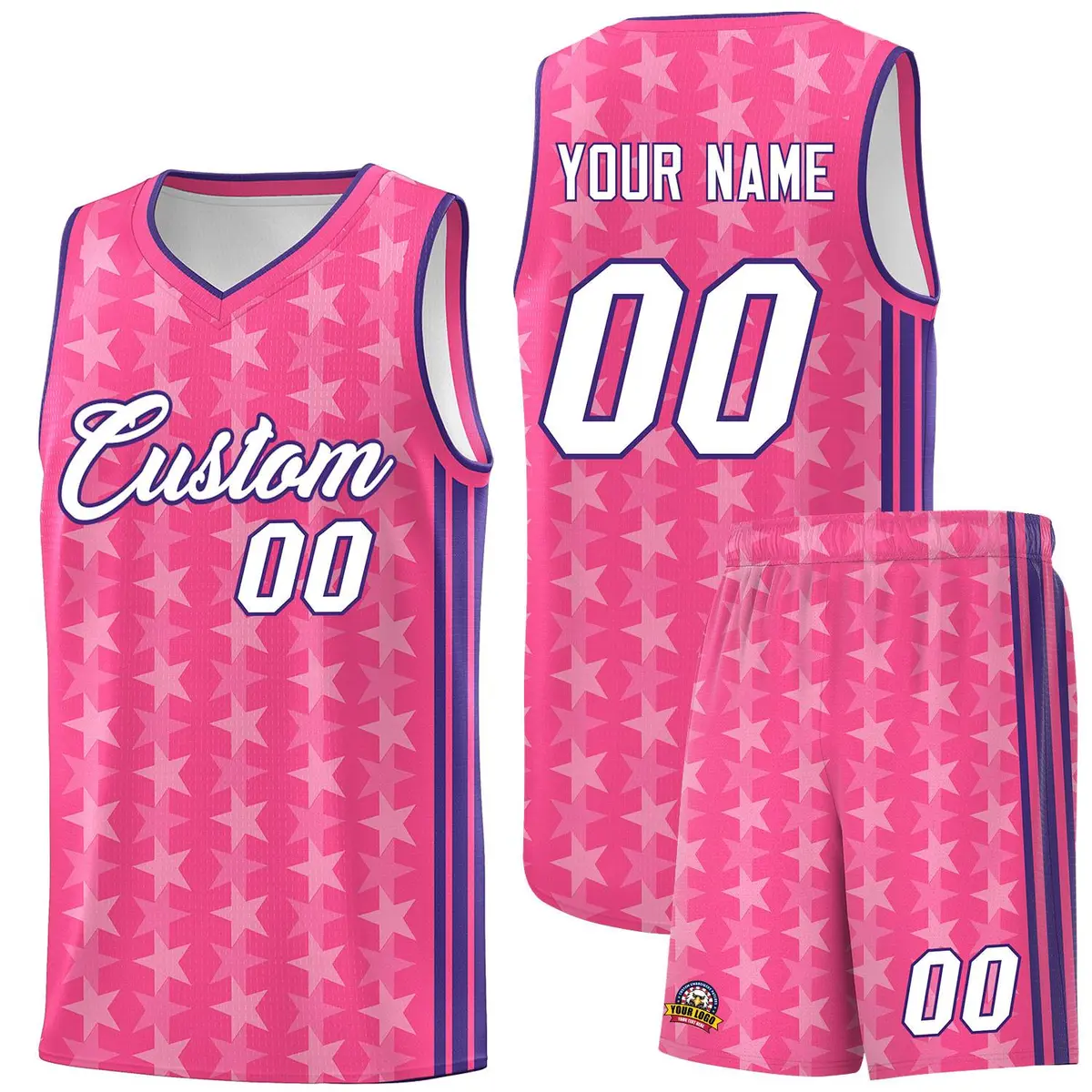 Pink White Star Graffiti Sports Uniform Basketball Jersey