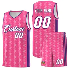 Pink White Star Graffiti Sports Uniform Basketball Jersey 1