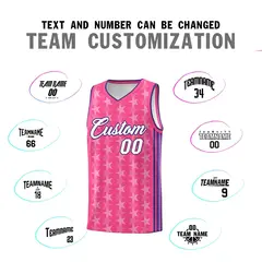 Pink White Star Graffiti Sports Uniform Basketball Jersey 4