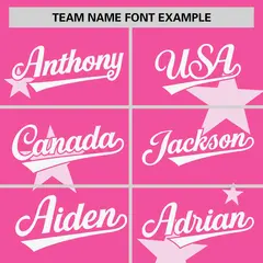 Pink White Star Graffiti Two-Button Baseball Jersey 3