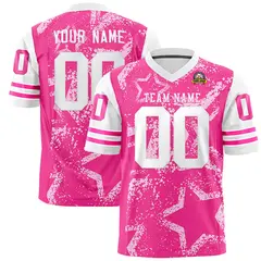 Pink White Star Pattern Authentic Football Jersey