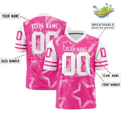 Pink White Star Pattern Authentic Football Jersey 2