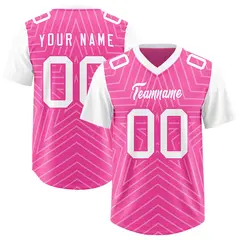 Pink White Star Pattern Raglan Sleeves Football Jersey 1