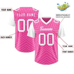 Pink White Star Pattern Raglan Sleeves Football Jersey 2