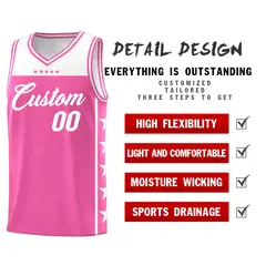 Pink White Star Pattern Team Basketball Jersey 2