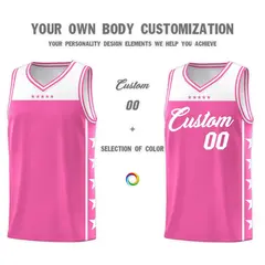 Pink White Star Pattern Team Basketball Jersey 3