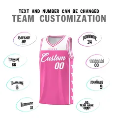 Pink White Star Pattern Team Basketball Jersey 4