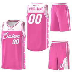Pink White Star Pattern Team Basketball Jersey 6
