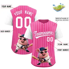 Pink White Stripe Animals Graffiti Raglan Baseball Jersey 2