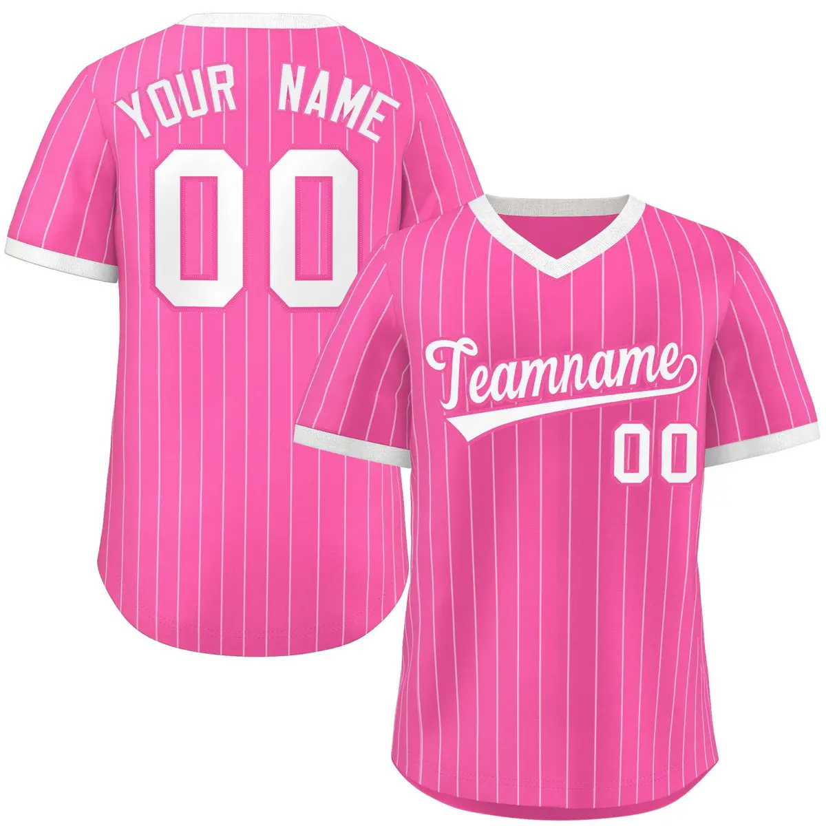 Pink White Stripe Authentic Pullover Baseball Jersey