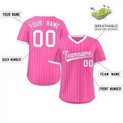 Pink White Stripe Authentic Pullover Baseball Jersey 2