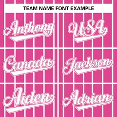 Pink White Stripe Full Button Fashion Baseball Jersey 5