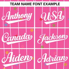 Pink White Stripe Star Pattern Authentic Baseball Jersey 3