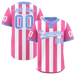 Pink White Stripe Two-Button Softball Jersey