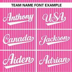 Pink White Stripe Two-Button Softball Jersey 4
