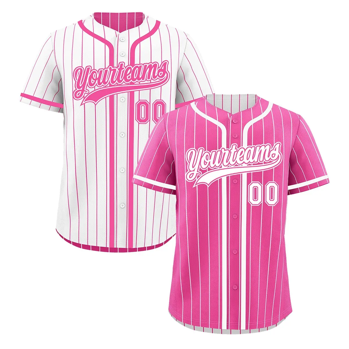 Pink White Striped Reversible Baseball Jersey