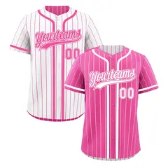 Pink White Striped Reversible Baseball Jersey