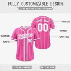 Pink White Striped Reversible Baseball Jersey 3