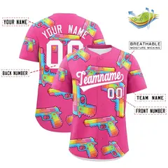 Pink White Sugar-Coated Firepower Graffiti Baseball Jersey 2