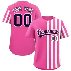 Pink White Thick Stripe Authentic Baseball Jersey