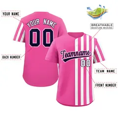 Pink White Thick Stripe Authentic Baseball Jersey 2